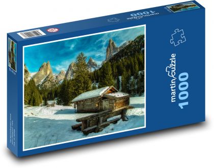 Itálie - Dolomity, chata - Puzzle 1000 dílků, rozměr 60x46 cm