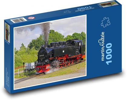Parní lokomotiva - železnice - Puzzle 1000 dílků, rozměr 60x46 cm