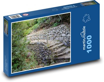 Schodiště - schody, kámen - Puzzle 1000 dílků, rozměr 60x46 cm