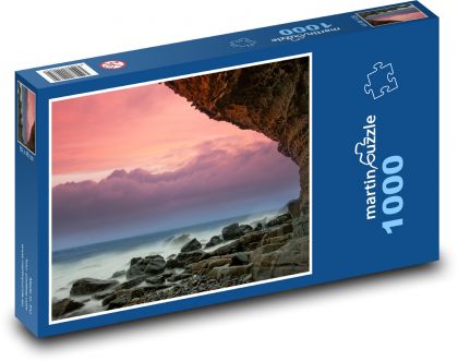Skalnaté pobřeží - moře, vlny - puzzle 1000 dílků