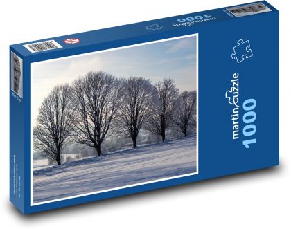 Zimní krajina - sníh, stromy - Puzzle 1000 dílků, rozměr 60x46 cm