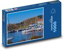 Lode - jazero, plavba loďou Puzzle 1000 dielikov - 60 x 46 cm 