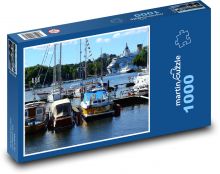 Lode - prístav, Švédsko Puzzle 1000 dielikov - 60 x 46 cm 