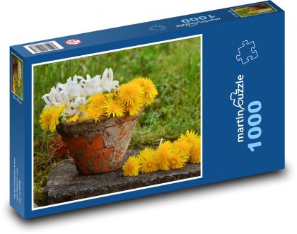 Pampeliška - květináč, jaro - Puzzle 1000 dílků, rozměr 60x46 cm