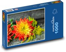 Jiřiny - zahradní květiny, podzim Puzzle 1000 dílků - 60 x 46 cm