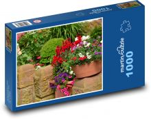 Letní květiny - balkónové květiny, zahrada Puzzle 1000 dílků - 60 x 46 cm