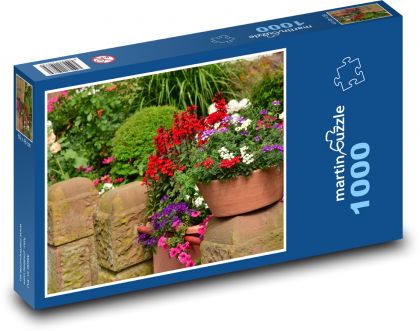 Letní květiny - balkónové květiny, zahrada - Puzzle 1000 dílků, rozměr 60x46 cm