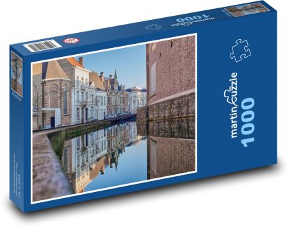 Mesto - budovy, voda - Puzzle 1000 dielikov, rozmer 60x46 cm
