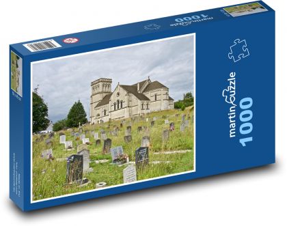Kostol - cintorín, stavba - Puzzle 1000 dielikov, rozmer 60x46 cm