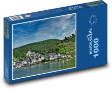 Vesnice - hory, řeka Puzzle 1000 dílků - 60 x 46 cm