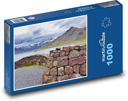 Příroda - jezero, hory - Puzzle 1000 dílků, rozměr 60x46 cm