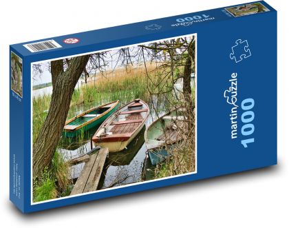 Lodě - jezero, příroda - Puzzle 1000 dílků, rozměr 60x46 cm