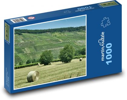 Farma - balíky sena, vinice - Puzzle 1000 dílků, rozměr 60x46 cm