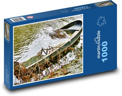 Opuštěná loď - jezero, řeka - Puzzle 1000 dílků, rozměr 60x46 cm