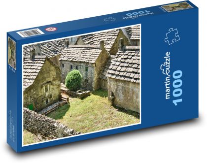 Vesnice - kamenné město, domy - Puzzle 1000 dílků, rozměr 60x46 cm