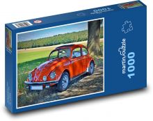 Červené auto u cesty Puzzle 1000 - 60x46 cm