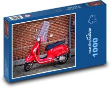 Skútr - motocykl, červená motorka Puzzle 1000 dílků - 60 x 46 cm