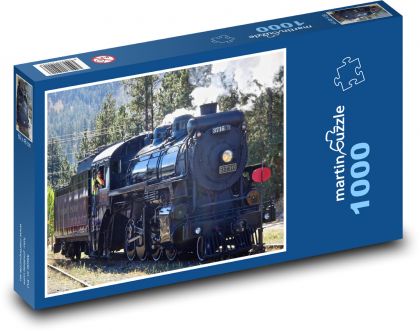 Parní vlak - železnice, lokomotiva - Puzzle 1000 dílků, rozměr 60x46 cm