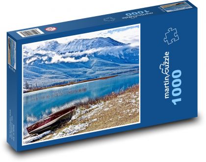 Jezioro - śnieg, góry - Puzzle 1000 elementów, rozmiar 60x46 cm