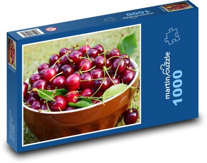 Červené třešně - ovoce, sklizeň - puzzle 1000 dílků