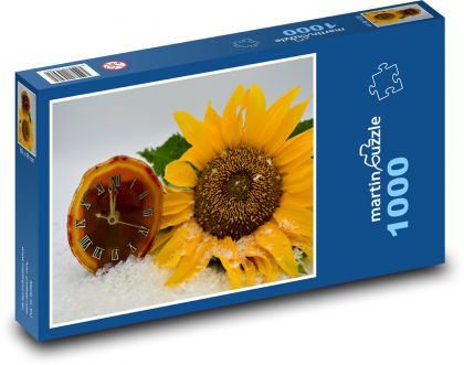 Hodiny - slnečnica, zmena času - Puzzle 1000 dielikov, rozmer 60x46 cm