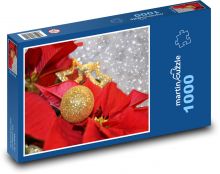 Vánoční hvězda - květina, vánoce Puzzle 1000 dílků - 60 x 46 cm