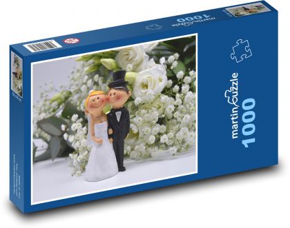 Bride and groom - wedding decoration, bouquet - Puzzle 1000 pieces, size 60x46 cm 