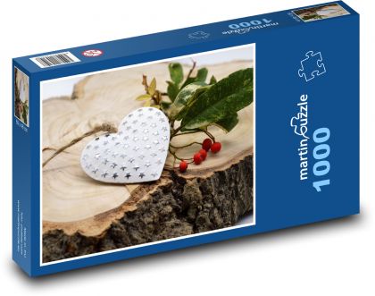 Srdce - darček, peň - Puzzle 1000 dielikov, rozmer 60x46 cm