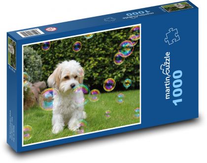 Mýdlové bubliny - pes, domácí mazlíček - Puzzle 1000 dílků, rozměr 60x46 cm