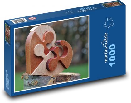 Drewniane serce - dekoracja, puzzle - Puzzle 1000 elementów, rozmiar 60x46 cm