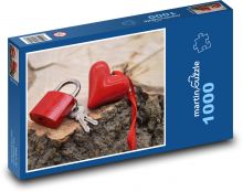 Srdce - visací zámek, milovat Puzzle 1000 dílků - 60 x 46 cm