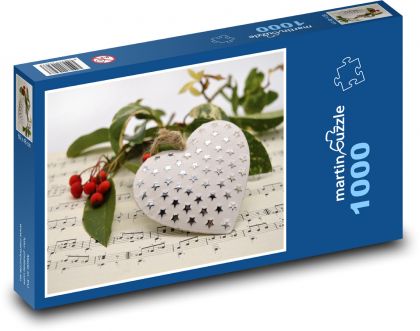 Noty - pieseň, srdce - Puzzle 1000 dielikov, rozmer 60x46 cm