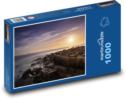 Západ slunce - moře, pláž - Puzzle 1000 dílků, rozměr 60x46 cm