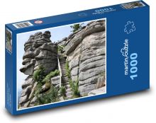 Bavorský les - tři židle, skály Puzzle 1000 dílků - 60 x 46 cm