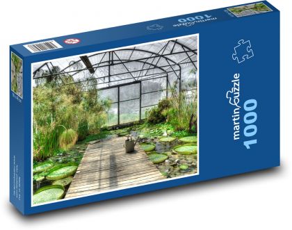 Szklarnia - lilie wodne, ogród - Puzzle 1000 elementów, rozmiar 60x46 cm