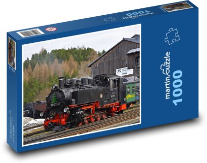 Parní lokomotiva - historický vlak, železnice - Puzzle 1000 dílků, rozměr 60x46 cm