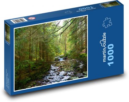 Les - potok, příroda - Puzzle 1000 dílků, rozměr 60x46 cm