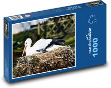 Bocian - ptak, gniazdo Puzzle 1000 elementów - 60x46 cm