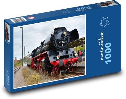 Railway station - steam train, tracks - Puzzle 1000 pieces, size 60x46 cm 