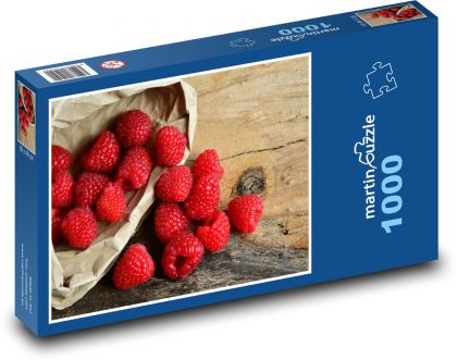 Červené maliny - ovoce, bobule - Puzzle 1000 dílků, rozměr 60x46 cm