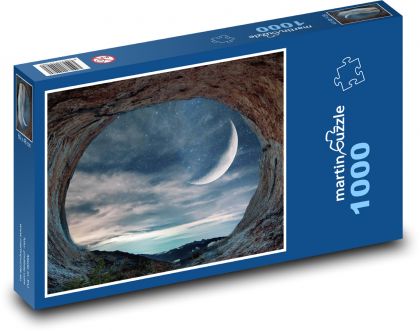 Jaskinia - księżyc, noc - Puzzle 1000 elementów, rozmiar 60x46 cm
