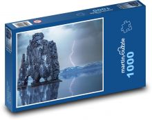 Skála - bouřka, moře Puzzle 1000 - 60x46 cm