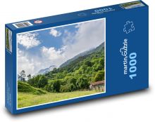Hory - louka, příroda Puzzle 1000 dílků - 60 x 46 cm