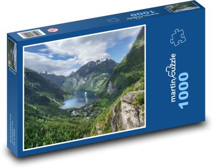 Hory - příroda, jezero - Puzzle 1000 dílků, rozměr 60x46 cm