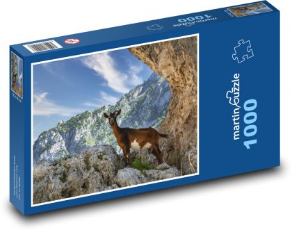 Goat on a rock - mountain, nature - Puzzle 1000 pieces, size 60x46 cm 
