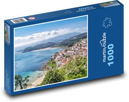 Město u pobřeží - Asturie, Španělsko - Puzzle 1000 dílků, rozměr 60x46 cm