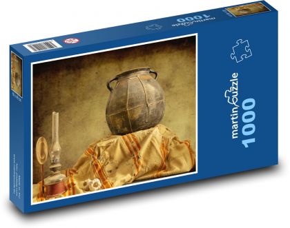 Old pot - kerosene lamp, garlic - Puzzle 1000 pieces, size 60x46 cm 