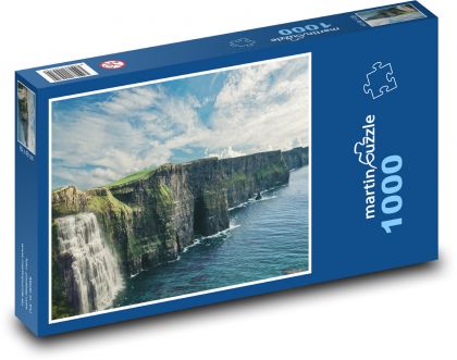 Vodopád - more, skaly - Puzzle 1000 dielikov, rozmer 60x46 cm