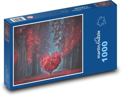 red heart, forest - Puzzle 1000 pieces, size 60x46 cm 