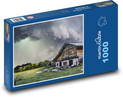 Dům na samotě - bouřka, mraky - Puzzle 1000 dílků, rozměr 60x46 cm